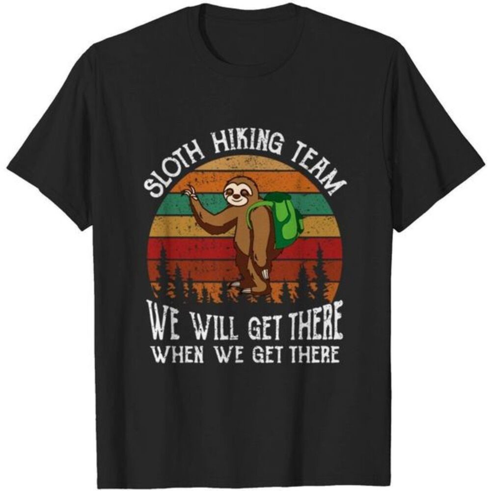 Bella + Canvas Sloth Hiking Team Tee Women’s Small Graphic T-Shirt